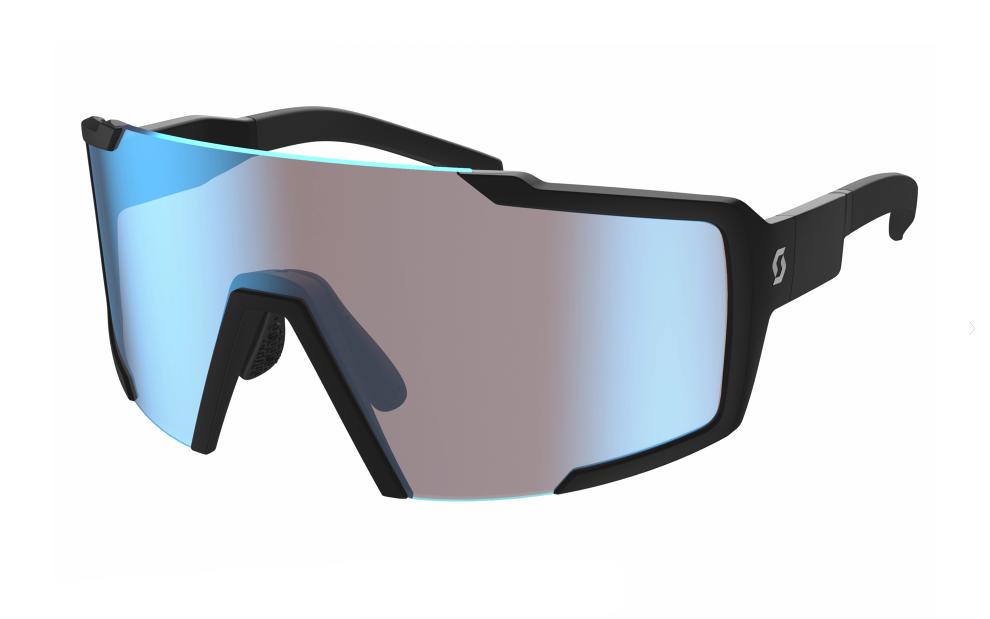 SCOTT OCCHIALI DA SOLE SHIELD black matt / blue chrome enhancer- Baldoni  Bike Shop Forlì