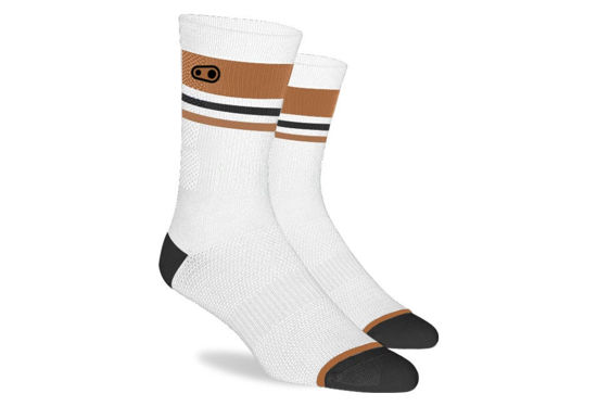 Picture of CRANKBROTHER Calza Icon MTB Socks - WHITE/BROWN/BLACK
